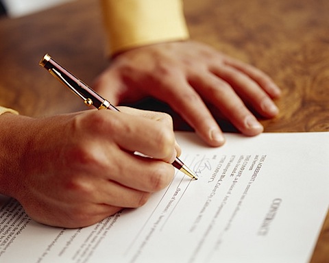 signing a document