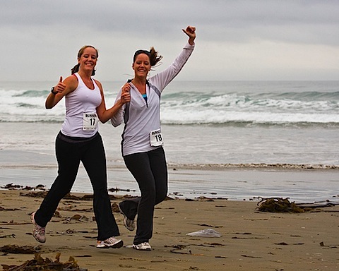 running on the beach