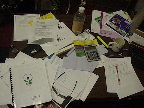 cluttered desk