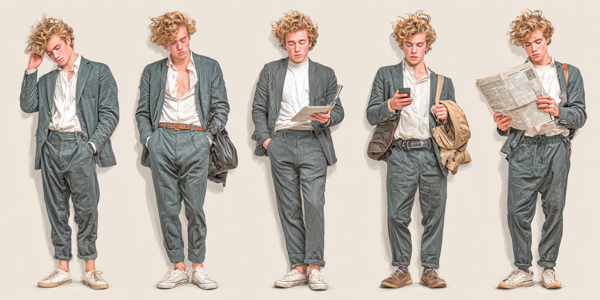 photorealistic image of a handsome young man who is trying to be productive